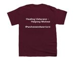 Wolves & Warriors, a Maroon Youth Unisex Tee (back-view)