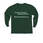 Wolves & Warriors, a Forest Green Youth Long Sleeve Tee (back-view)