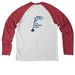 Fight Mouthwash, Eat Garlic, a Rise Up Red/ Bright White Allmade Eco Triblend Colorblock Raglan Long Sleeve Tee (back-view)