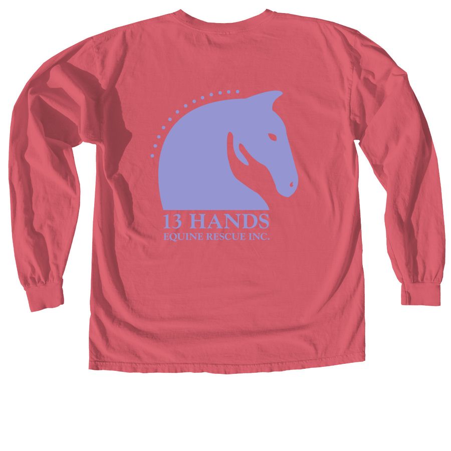 Help the Herd, a Crimson Comfort Colors Long Sleeve Tee (back-view)