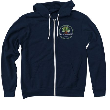 Tree Logo- Adult Navy with Color Print, a Navy Zip Up Hoodie
