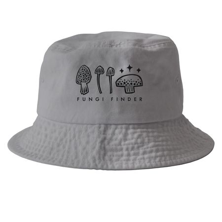 Fungi Finder Hats for MN Native Plants, a Grey Printed Bucket Hat