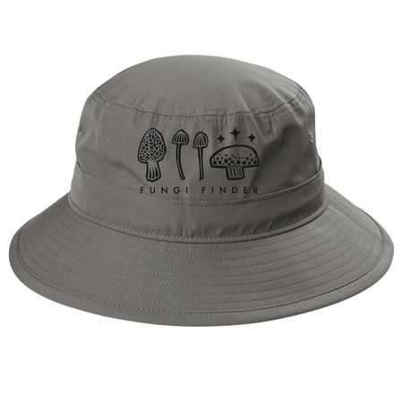 Fungi Finder Hats for MN Native Plants, a Sterling Grey Printed UV Bucket Hat
