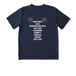 Tournament shirt tech gear, a True Navy Youth Performance Tee (back-view)