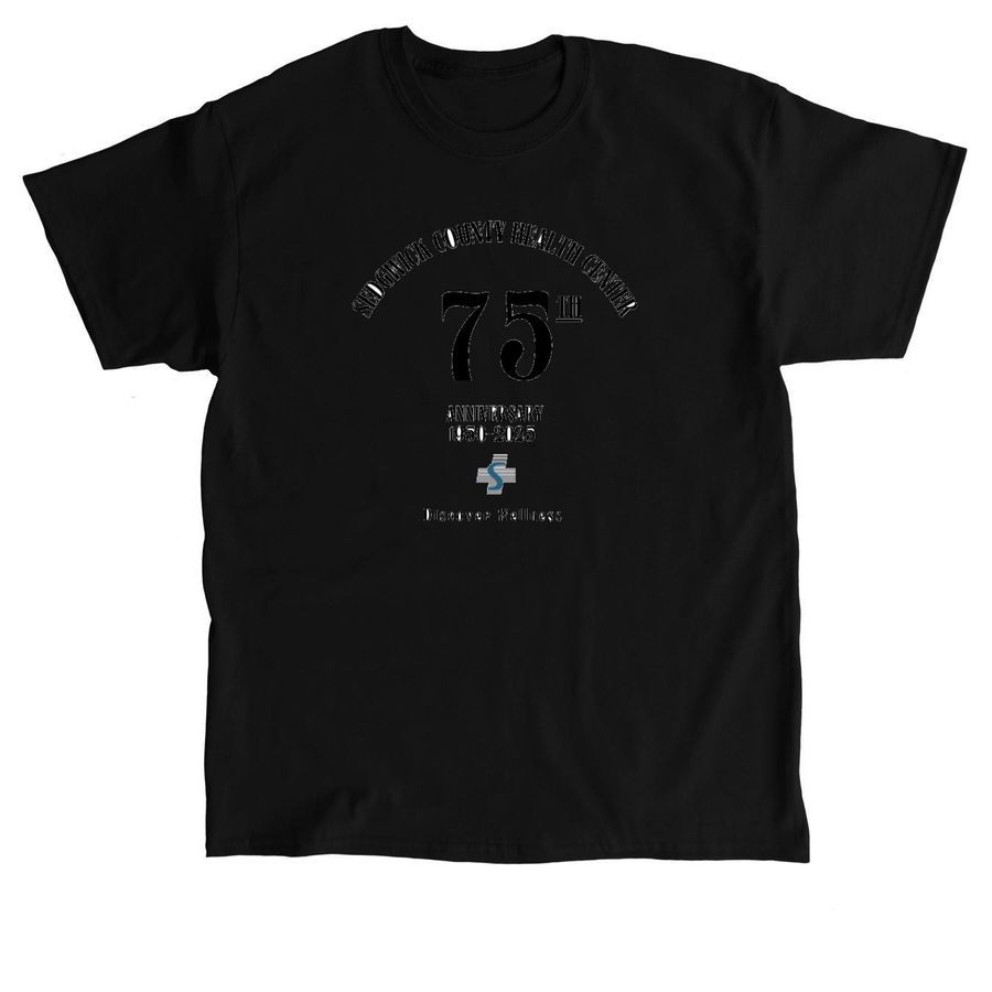 Celebrate your Health Center's 75th year!, a Black Classic Unisex Tee