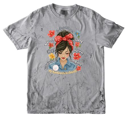 She Is FREE in Christ!, a Smoke Comfort Colors Colorblast Tee
