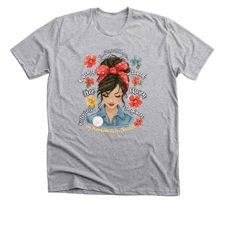 She Is FREE in Christ!, a Athletic Heather Premium Unisex Tee