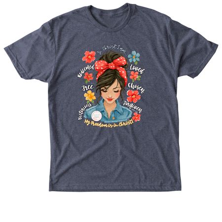 She Is FREE in Christ!, a Vintage Navy Triblend Unisex Tee