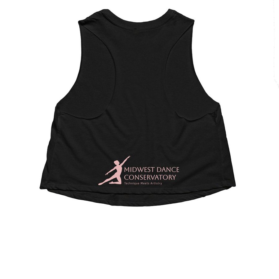MDC, a Solid Black Blend Women?s Cropped Racerback Tank (back-view)
