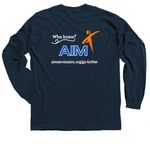 Go Further, a Navy Classic Long Sleeve Tee (back-view)