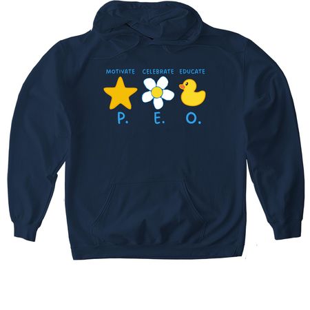 Motivate Celebrate Educate P.E.O., a Navy Gildan Softstyle Pullover Hoodie