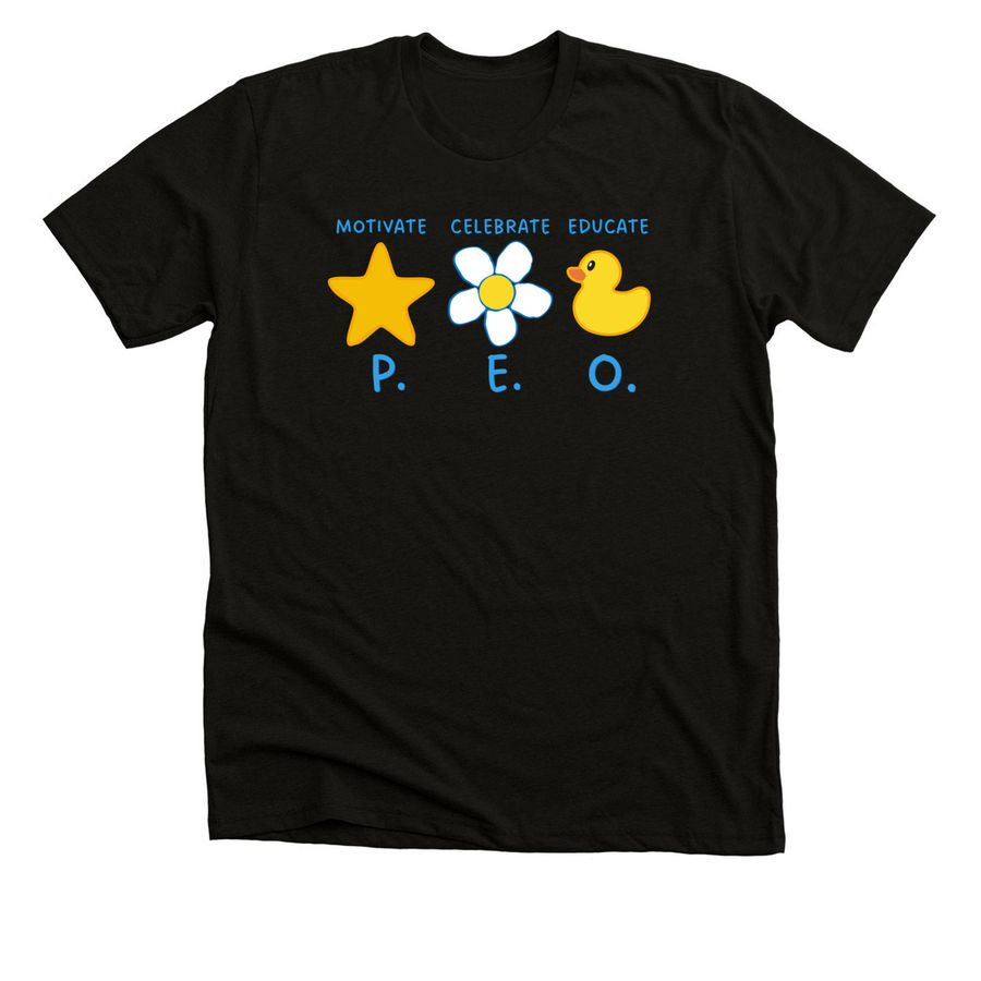 Motivate Celebrate Educate P.E.O., a Solid Black Blend Premium Unisex Tee