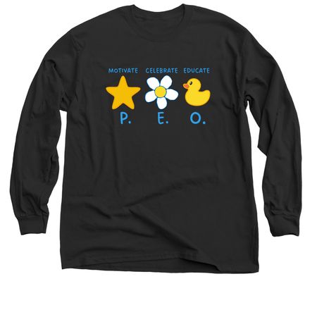 Motivate Celebrate Educate P.E.O., a Black Classic Long Sleeve Tee