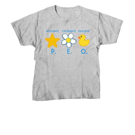 Motivate Celebrate Educate P.E.O., a Sport Grey Youth Unisex Tee