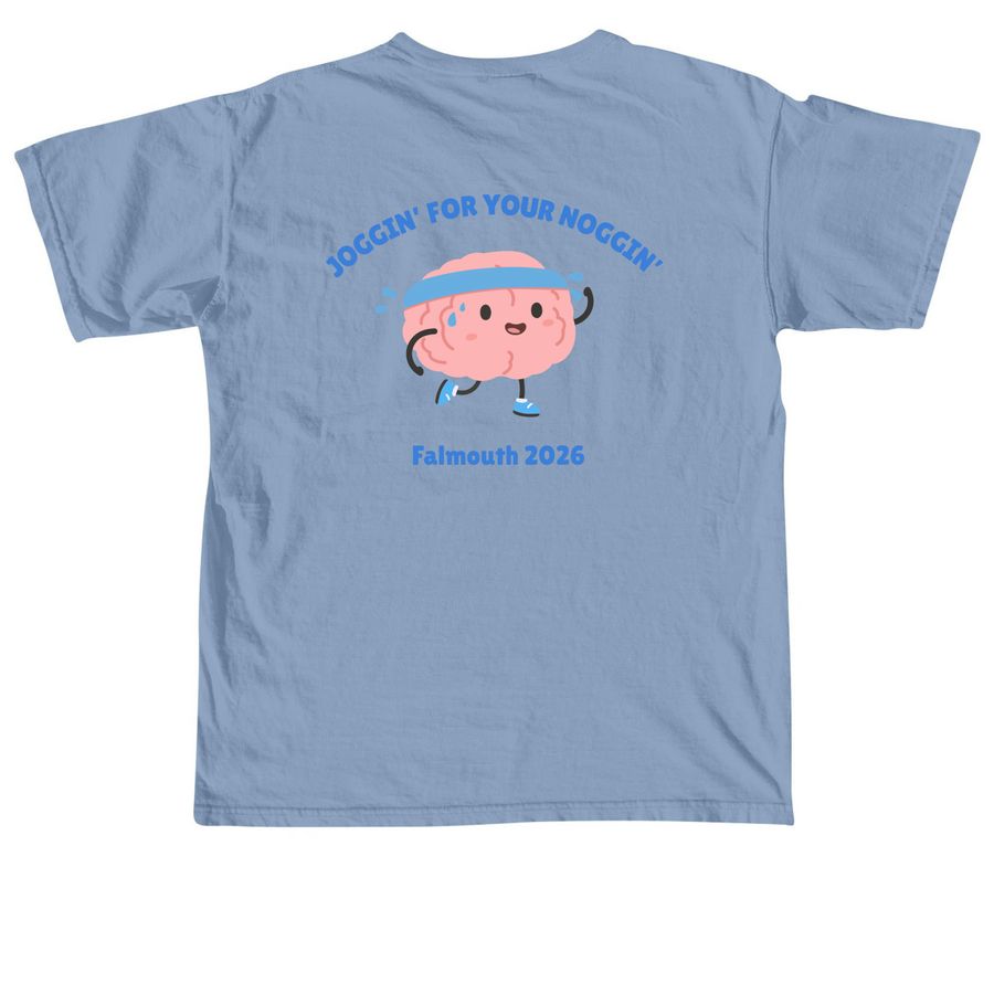 JOGGIN' FOR YOUR NOGGIN', a Washed Denim Comfort Colors Unisex Tee (back-view)