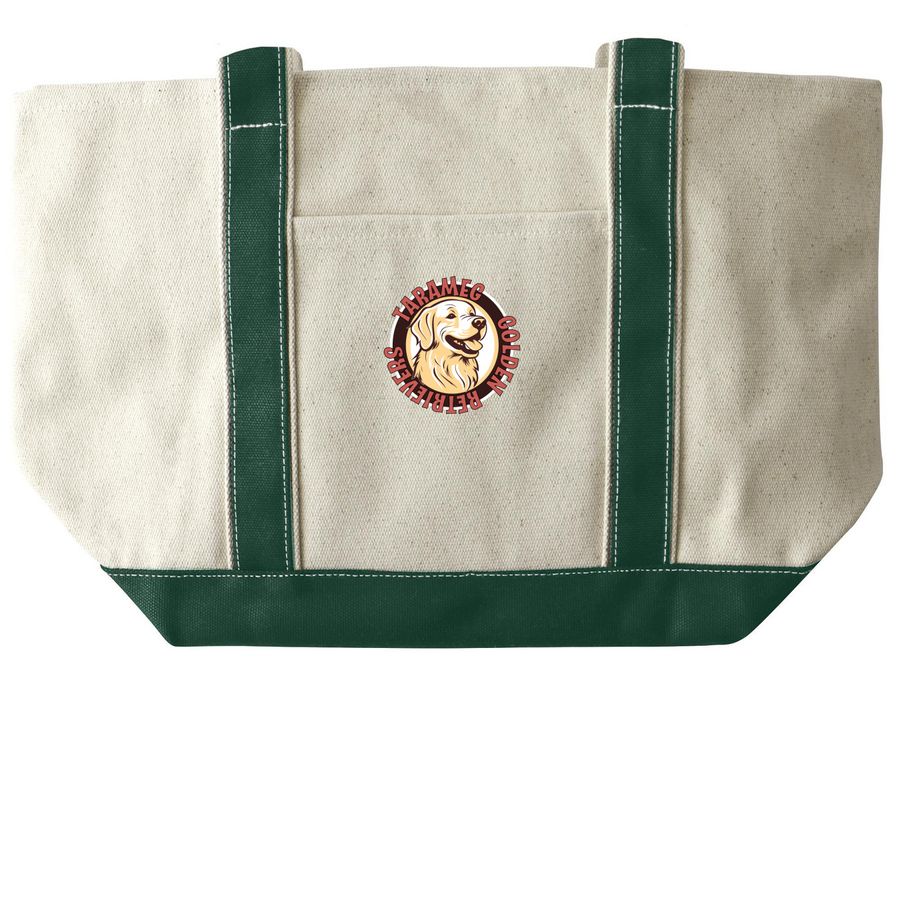 Tarameg Tote Bags, a Natural/Forest Large Two-Tone Canvas Tote Bag