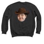 Dark colored adult/youth with ivory writing.&nbsp;, a Black Crewneck Sweatshirt (back-view)