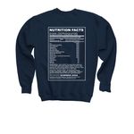 Nutrition Facts & Logo Design, a Navy Youth Crewneck Sweatshirt (back-view)