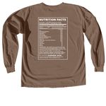 Nutrition Facts & Logo Design, a Espresso Comfort Colors Long Sleeve Tee (back-view)