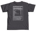 Nutrition Facts & Logo Design, a Graphite Comfort Colors Unisex Tee (back-view)