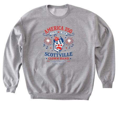 America 250 and the Clown Band, a Sport Grey Softstyle Crewneck Sweatshirt