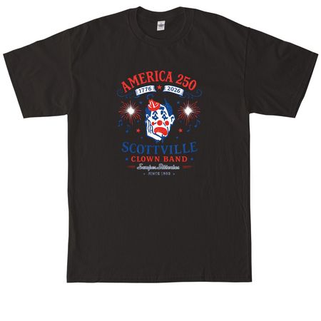 America 250 and the Clown Band, a Black Tall Classic Unisex Tee