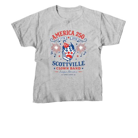 America 250 and the Clown Band, a Sport Grey Youth Unisex Tee