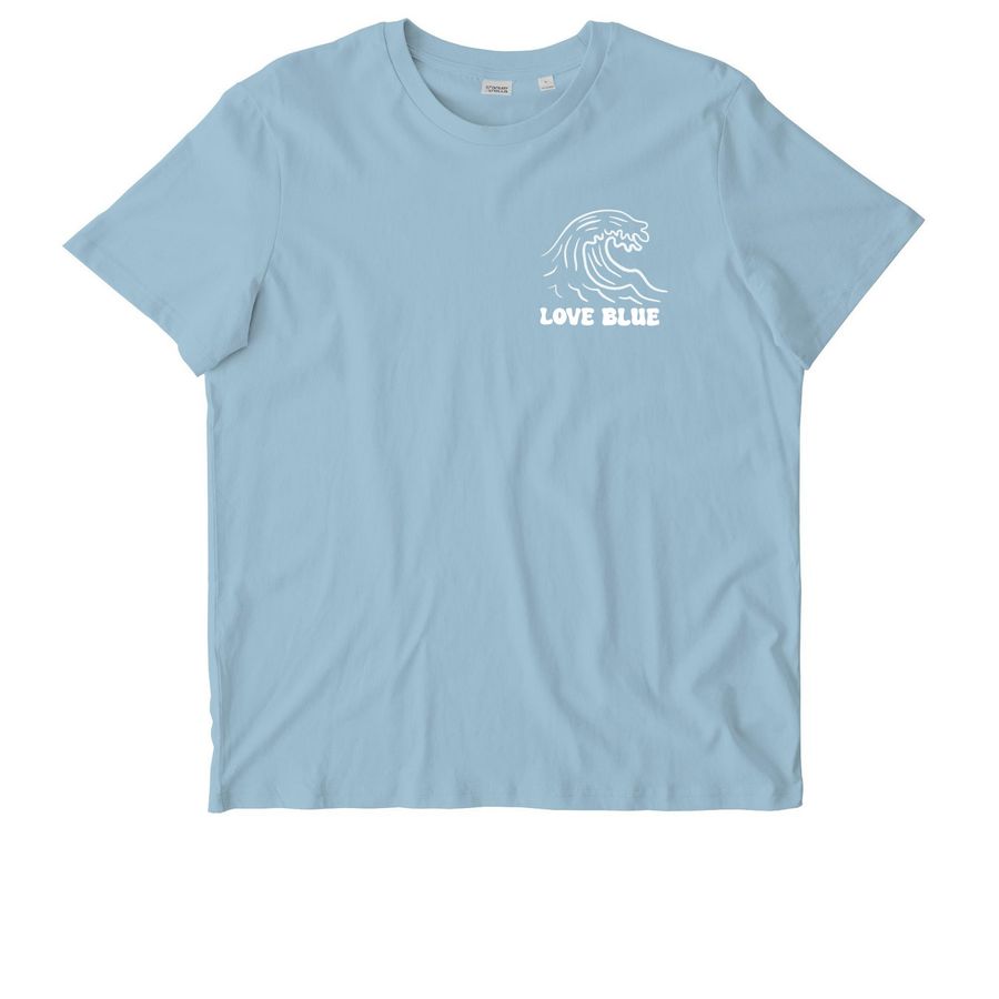 Surfboard & Shark Tooth Wave, a Sky Blue Stanley/Stella Unisex Crafter Tee