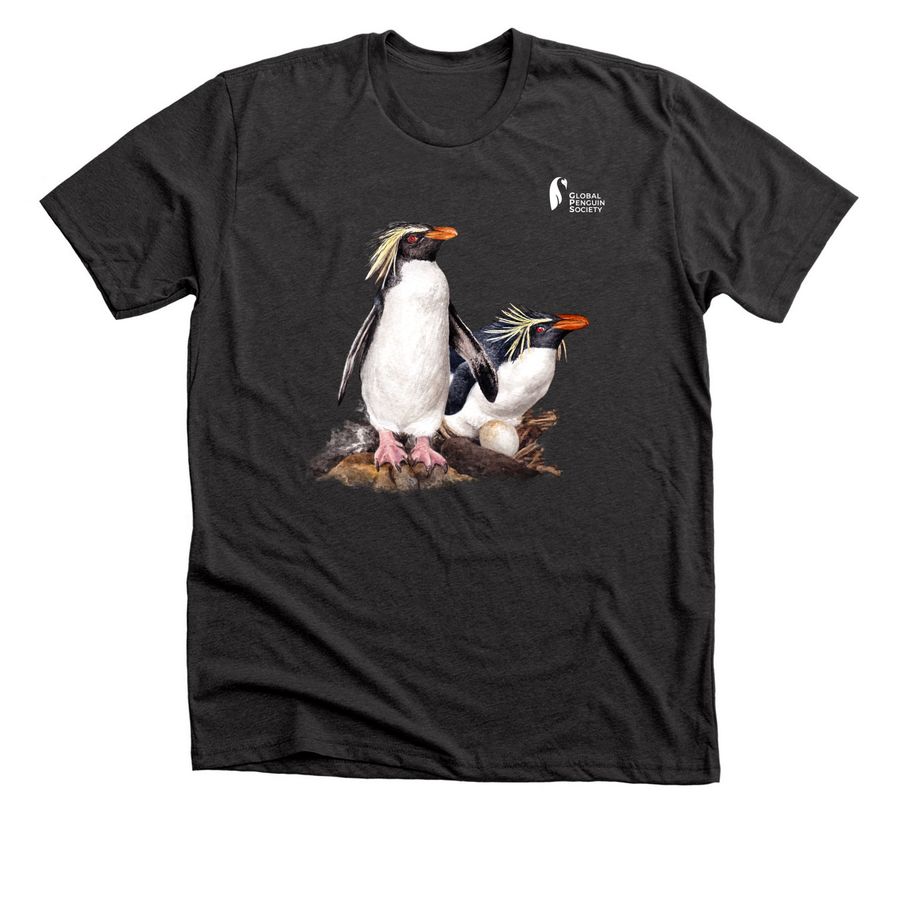 Northen Rockhopper Penguin-White Logo, a Dark Grey Heather Premium Unisex Tee