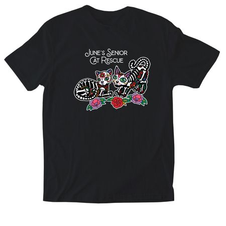 June's Senior Cat Rescue, a Black Softstyle Cotton Tee