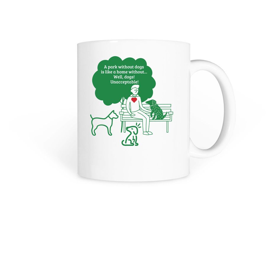 A Park Without Dogs, Unacceptable! Mug, a White Coffee Mug