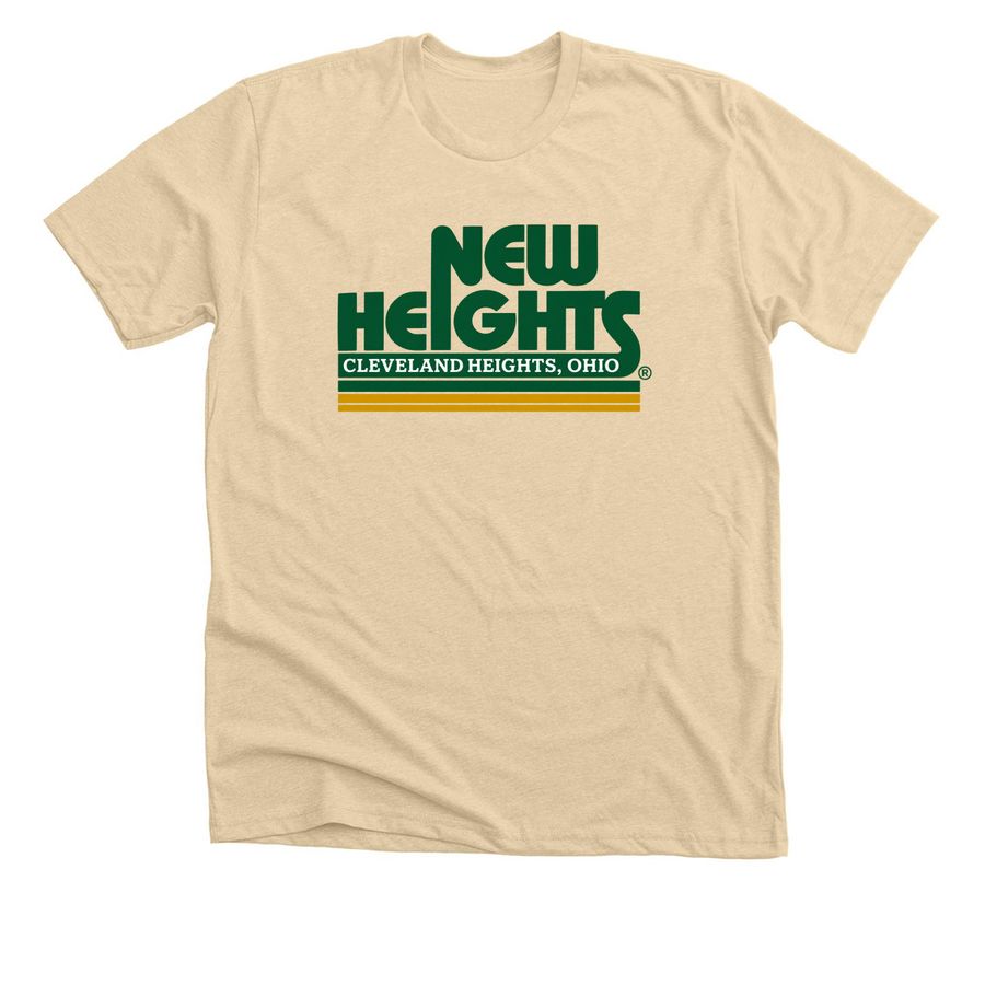 Jason Kelce New Heights Cleveland Heights Tee, a Heather Soft Cream Premium Unisex Tee
