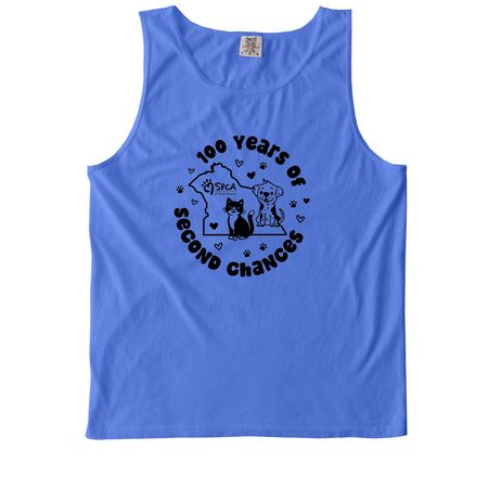 100 Years Of Second Chances, a Flo Blue Comfort Colors Tank Top
