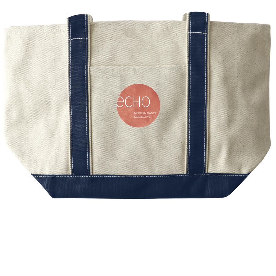Echo Logo tote, a Natural/Navy Large Two-Tone Canvas Tote Bag