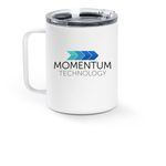 Momentum Swag: Travel Mug, a White Stainless Steel Travel Mug (back-view)