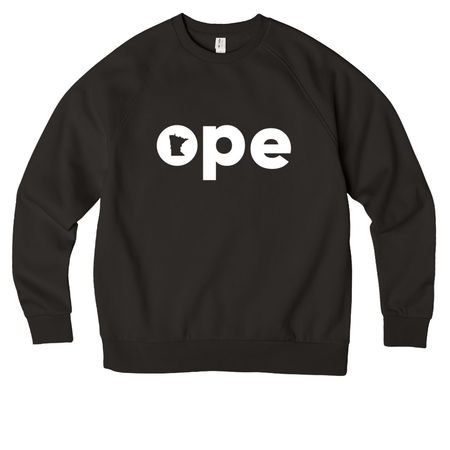 ope (larger graphic), a Deep Black Allmade Organic CVC Crewneck Sweatshirt
