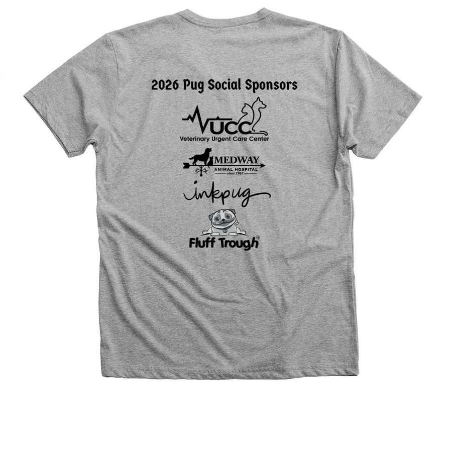 2026 Pug Social Design by Inkpug, a Athletic Heather Premium V-Neck Tee (back-view)