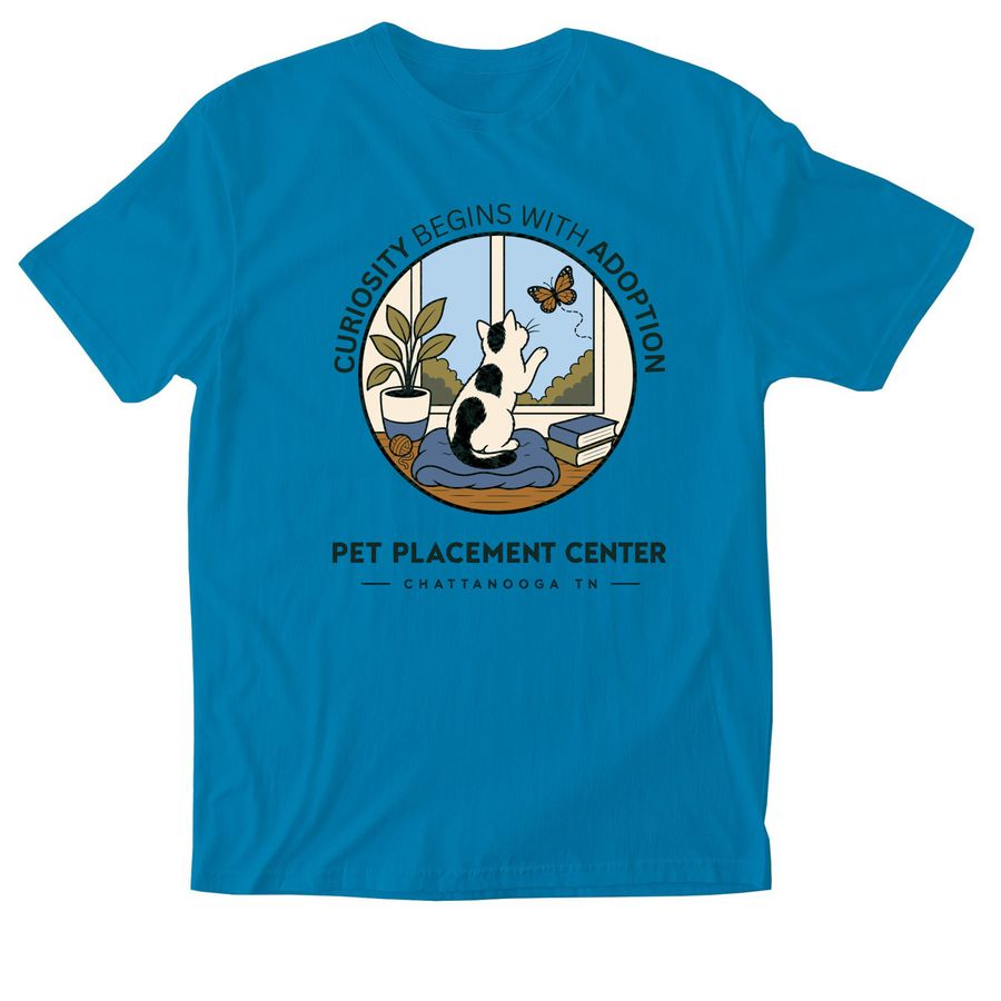 Curiosity Begins With Adoption, a Sapphire Softstyle Cotton Tee