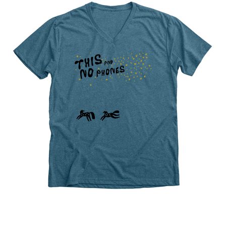 This and No Phones: ponies under the stars, a Heather Deep Teal Premium V-Neck Tee