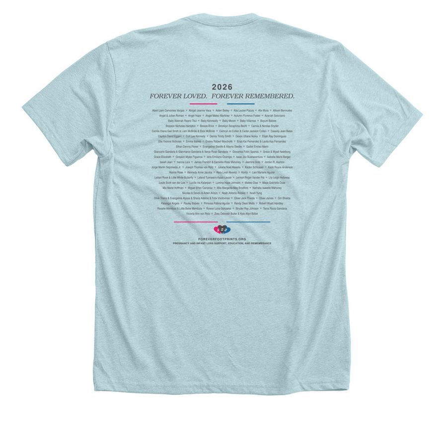 Forever Footprints Merchandise, a Heather Ice Blue Premium Unisex Tee (back-view)