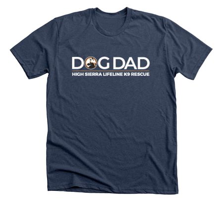 DOG DAD small dark color shirts, a Heather Navy Premium Unisex Tee