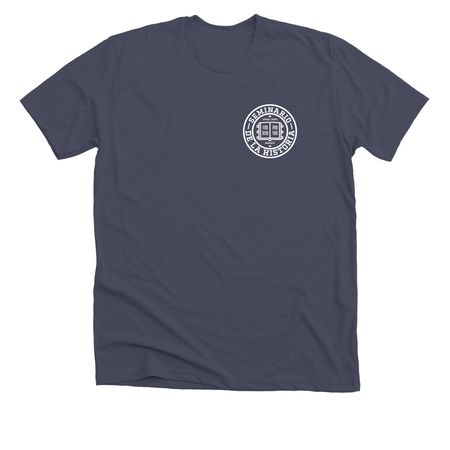 Seminary of the Story, a Heather Midnight Navy Premium Unisex Tee