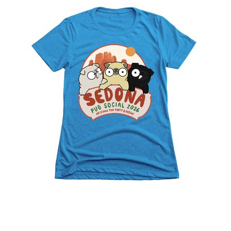 Sedona Pug Social 2026, a Turquoise Women's Slim Fit Tee
