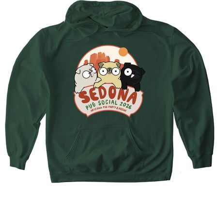 Sedona Pug Social 2026, a Forest Green Softstyle Pullover Hoodie