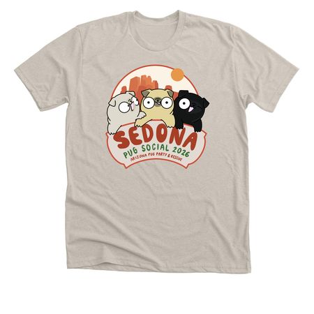 Sedona Pug Social 2026, a Heather Dust Premium Unisex Tee