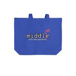 Middling Podcast's Blue Bag, a True Royal Cotton Canvas Tote Bag (back-view)