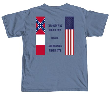Right in 61 Because of 76, a Blue Jean Comfort Colors Unisex Tee (back-view)
