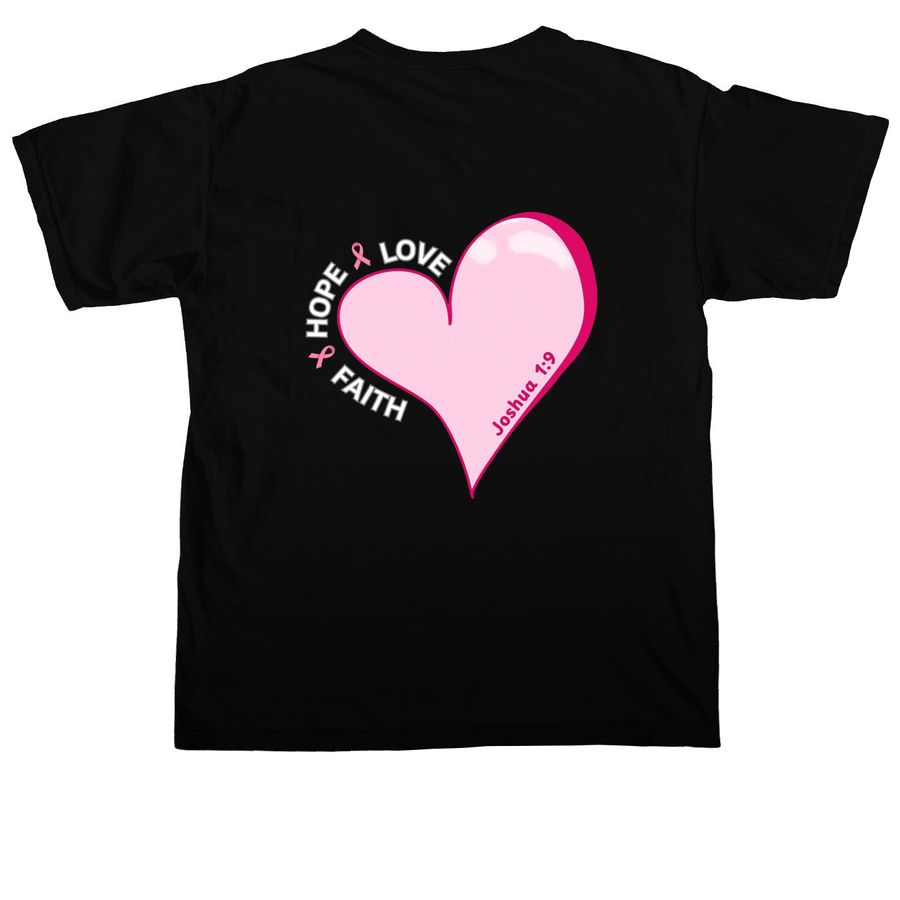 Breast Cancer Awareness, a Black Comfort Colors Unisex Tee (back-view)