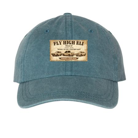 Fly High Eli!, a Teal Printed Pigment Dye Baseball Cap