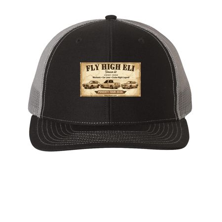 Fly High Eli!, a Black/ Charcoal Printed Snapback Trucker Cap